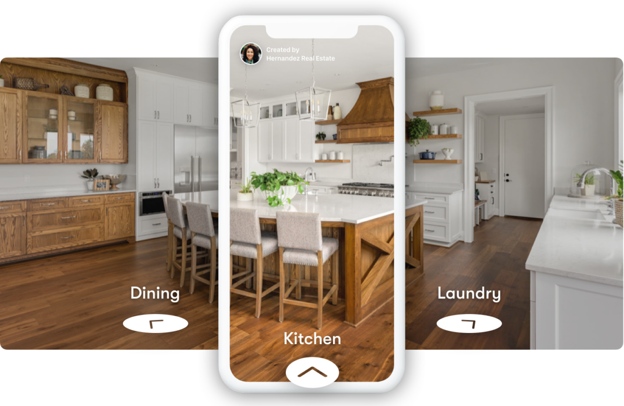 photo showing Zillow 3D of a Colorado Kitchen on a mobile phone